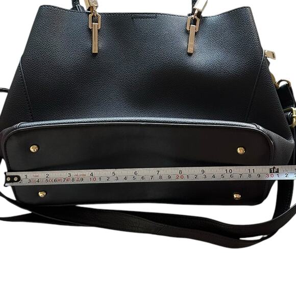 Womens Purse Black Mid-Size Shoulder Hand Bag Converts Removable Strap Office - Picture 3 of 8